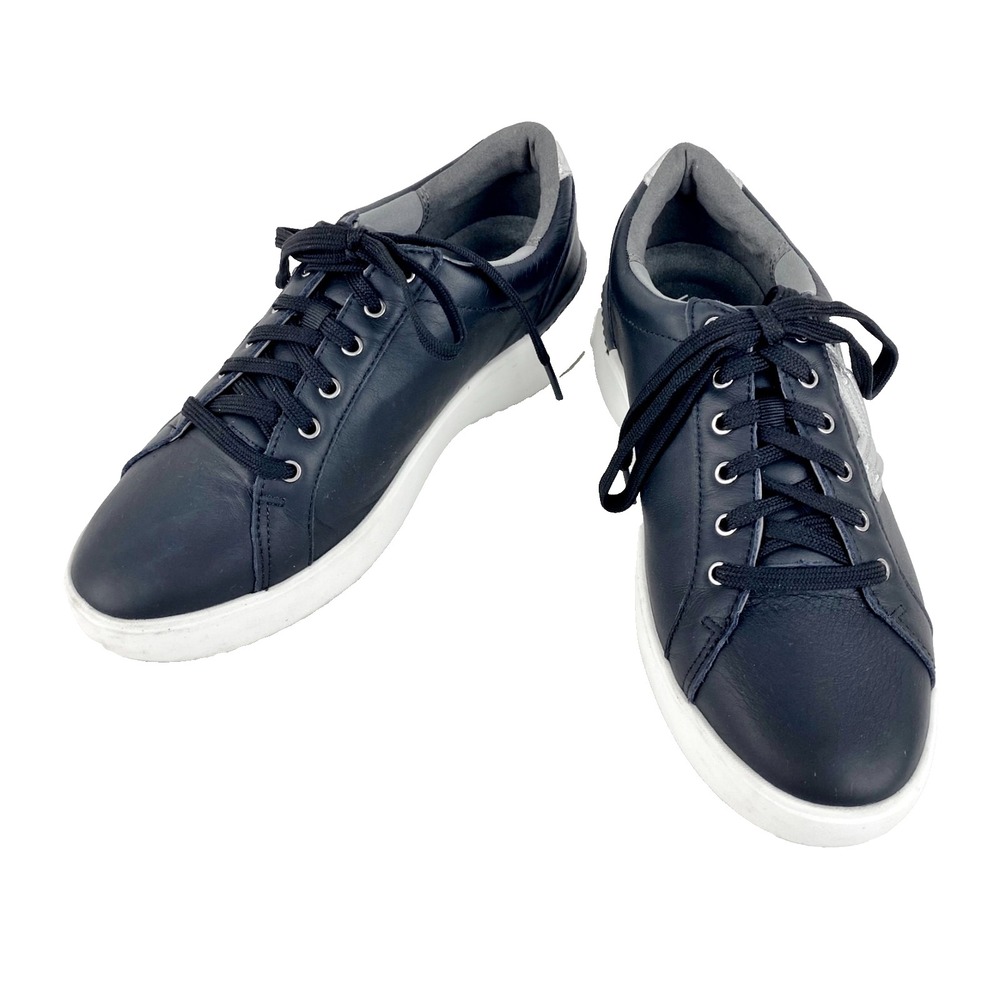 Vionic Leather Platform Tennis Shoes Womens 8.5 W Black Kearny Lace 2.0 Sneakers